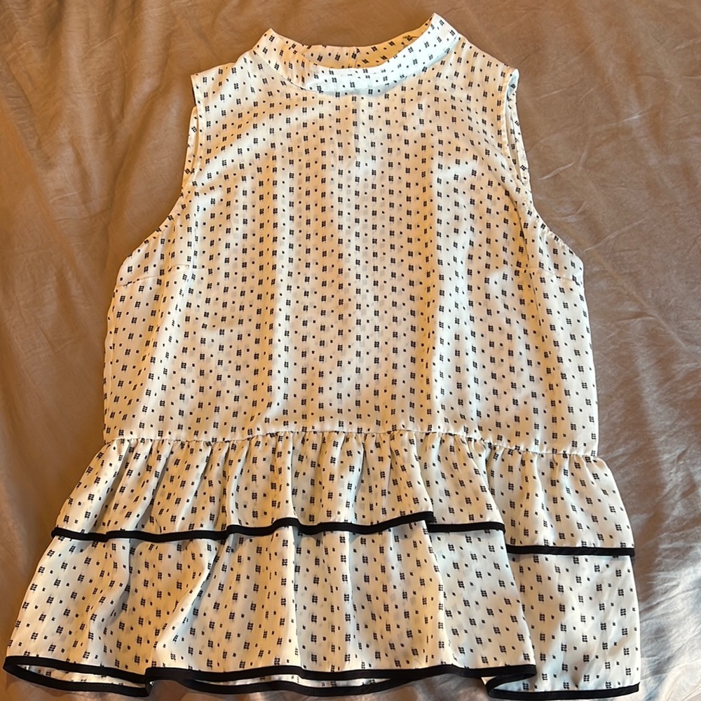 White high neck sleeveless blouse size Large